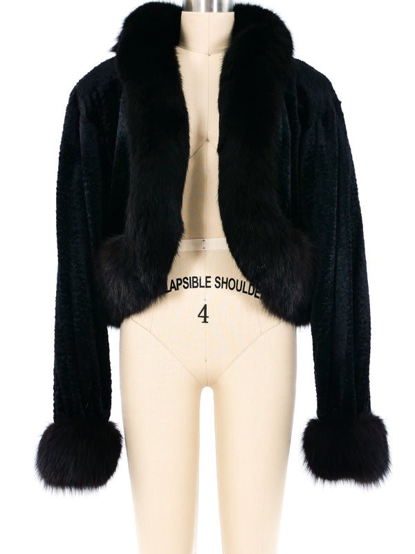 Hermes Fur Trimmed Cropped Coat Outerwear arcadeshops.com