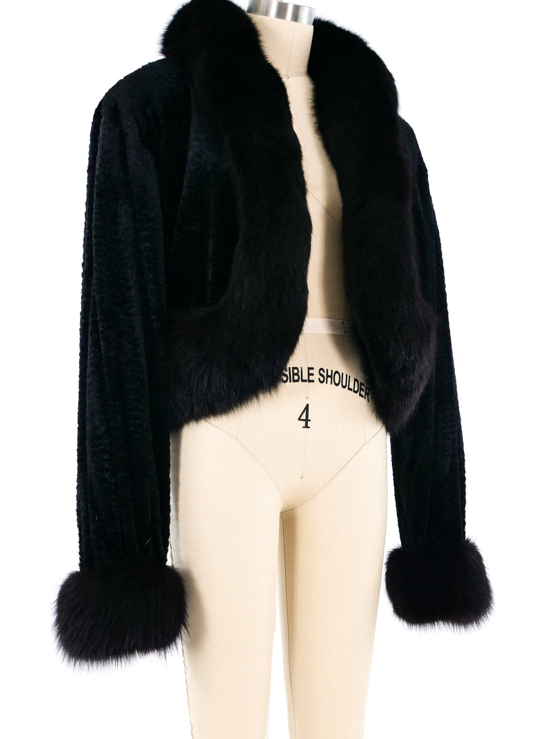 Hermes Fur Trimmed Cropped Coat Outerwear arcadeshops.com