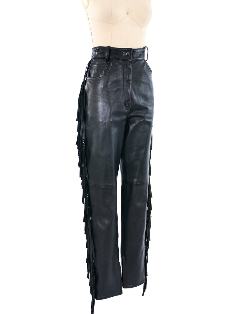 Claude Montana Fringed Leather Pants Bottom arcadeshops.com