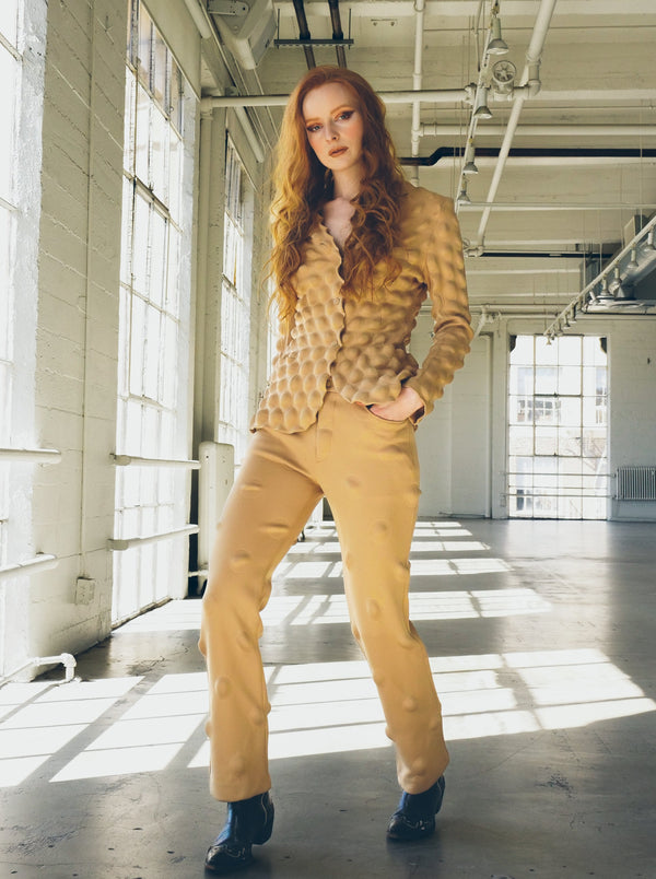 Issey Miyake Tan Bubblewrap Trousers Bottom arcadeshops.com