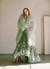 Mint Green Mongolian Fur Coat Outerwear arcadeshops.com