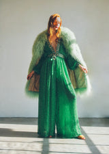 Mint Green Mongolian Fur Coat Outerwear arcadeshops.com