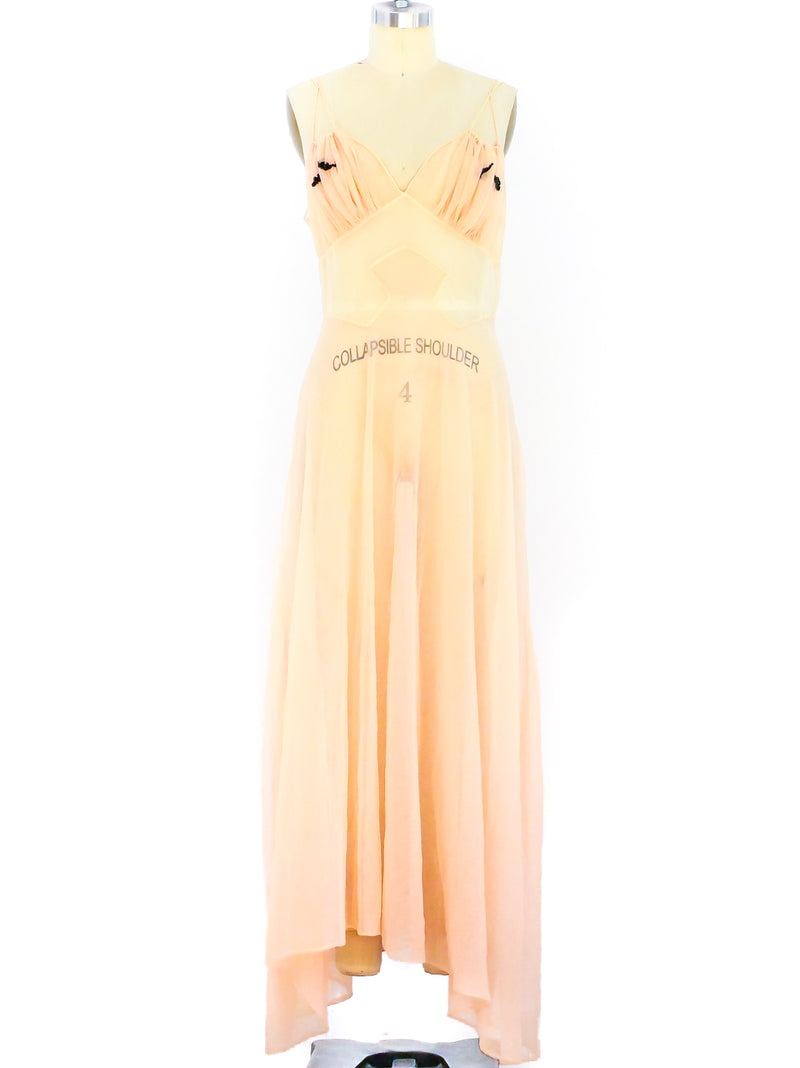 Peach Mesh Nightgown with Sequins Dress arcadeshops.com