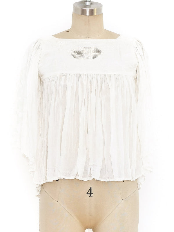 Pleated Peasant Blouse Top arcadeshops.com
