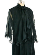 Pleated Silk Chiffon Cape Dress Dress arcadeshops.com