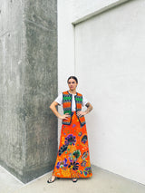 Quilted Floral Maxi Skirt Bottom arcadeshops.com