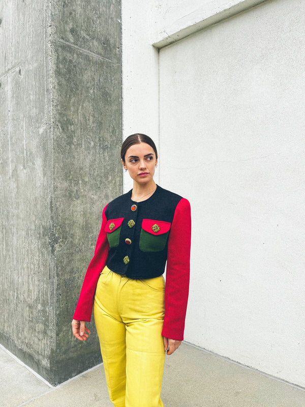Gemma Kahng Colorblock Cropped Jacket Jacket arcadeshops.com
