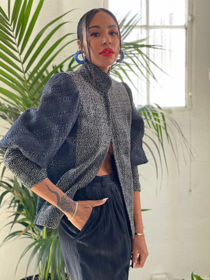 Handwoven Balloon Sleeve Jacket Jacket arcadeshops.com