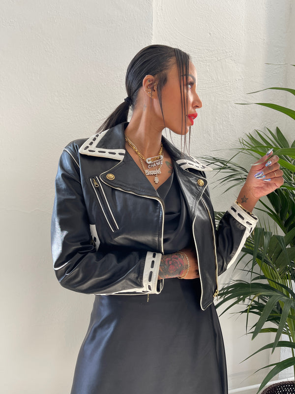 Moschino Cheap and Chic Leather Motorcycle Jacket Jacket arcadeshops.com