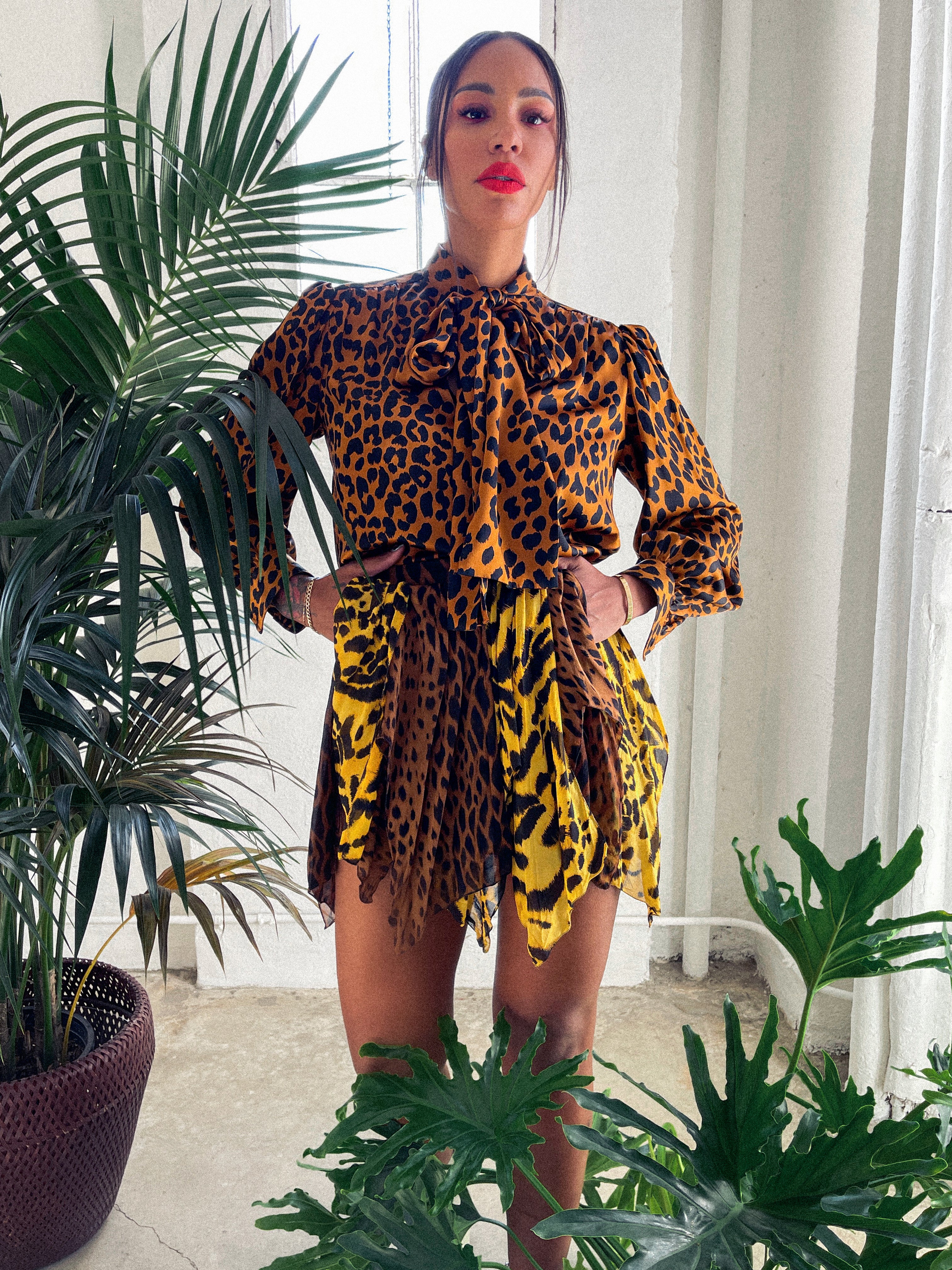 Gianni Versace Animal Printed Silk Skirt