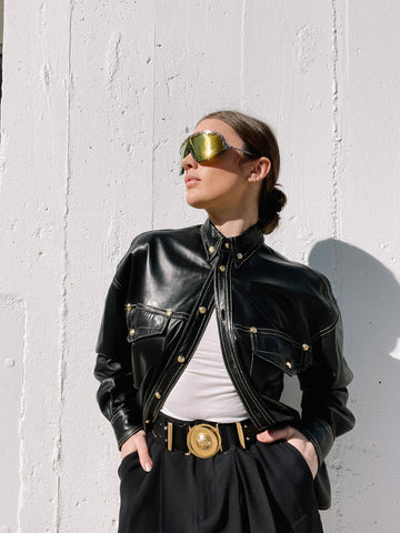 Voorspeller knal moreel Gianni Versace Leather Western Shirt Jacket