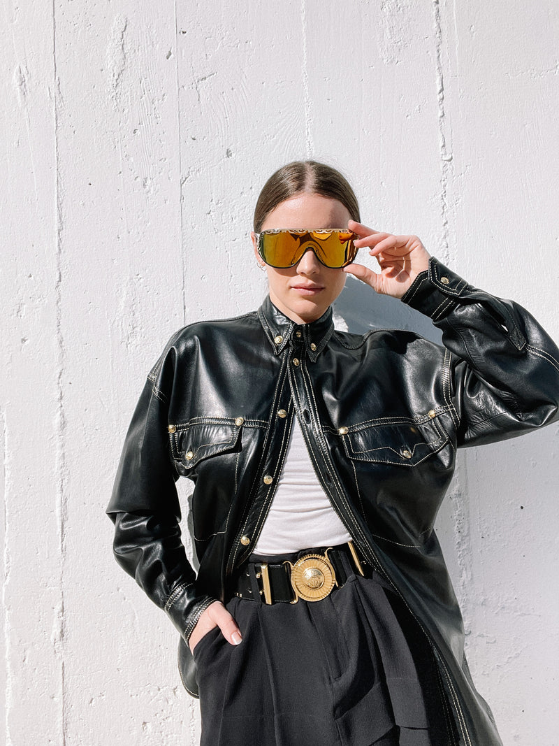 Christian Dior Gold Framed Shield Sunglasses Accessory arcadeshops.com