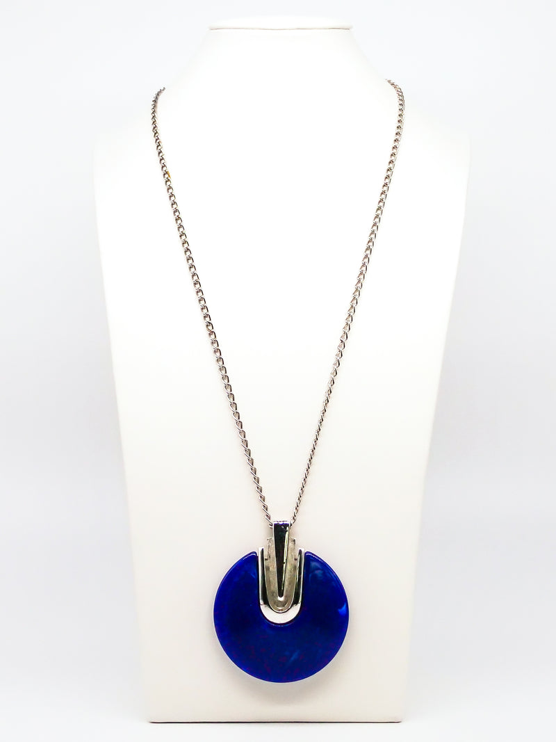 Blue Disc Pendant Necklace Jewelry arcadeshops.com