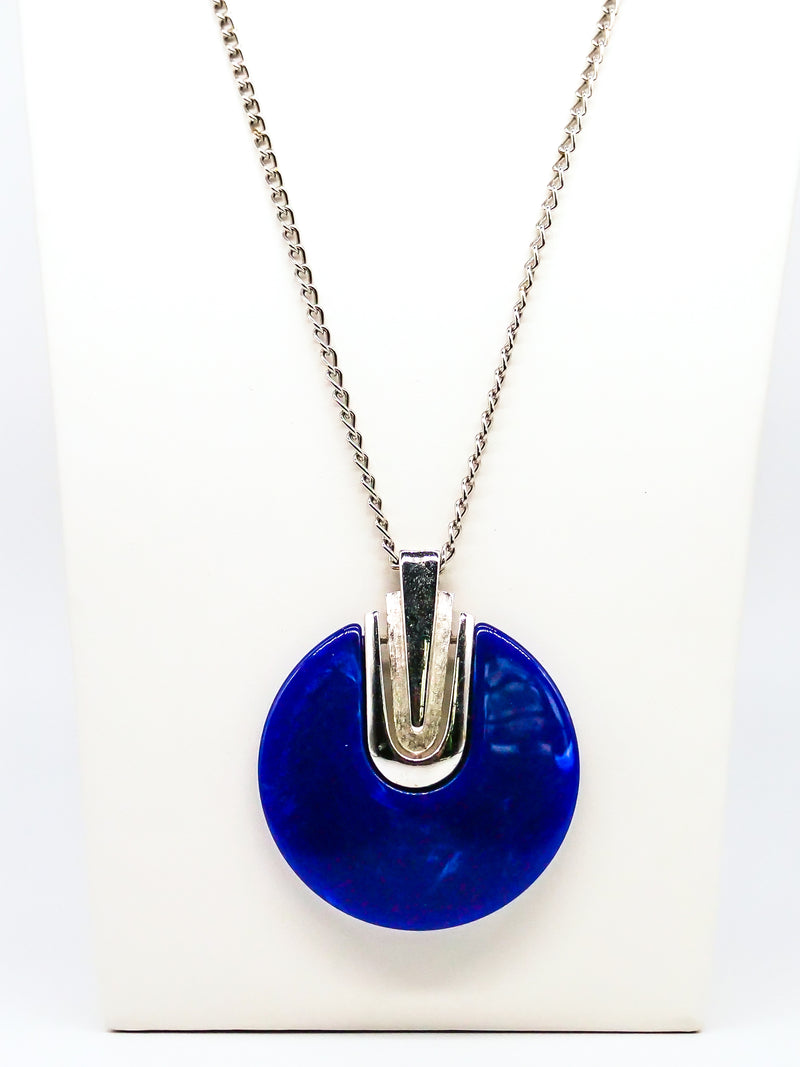 Blue Disc Pendant Necklace Jewelry arcadeshops.com