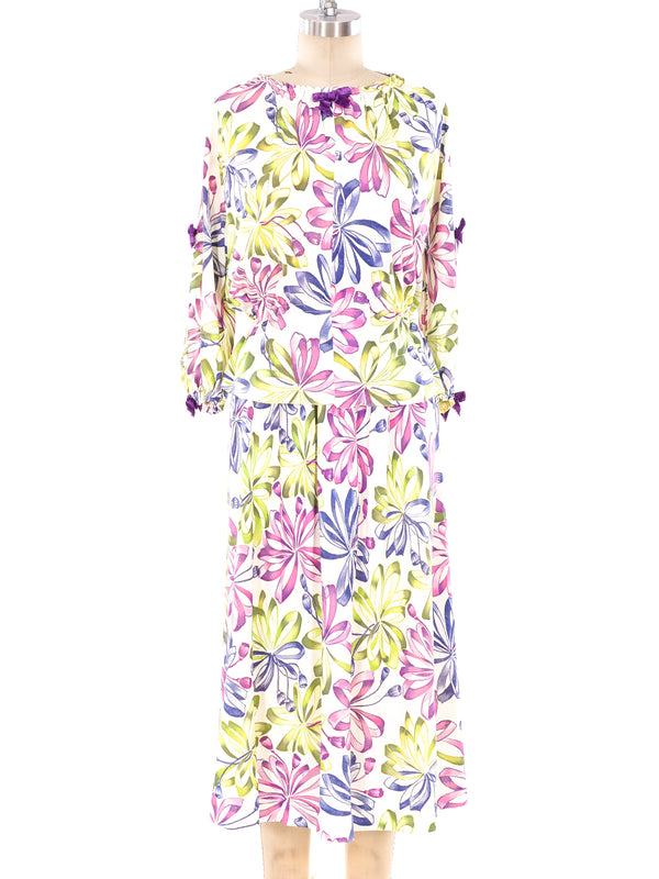 Ribbon Floral Printed Jersey Ensemble Suit arcadeshops.com