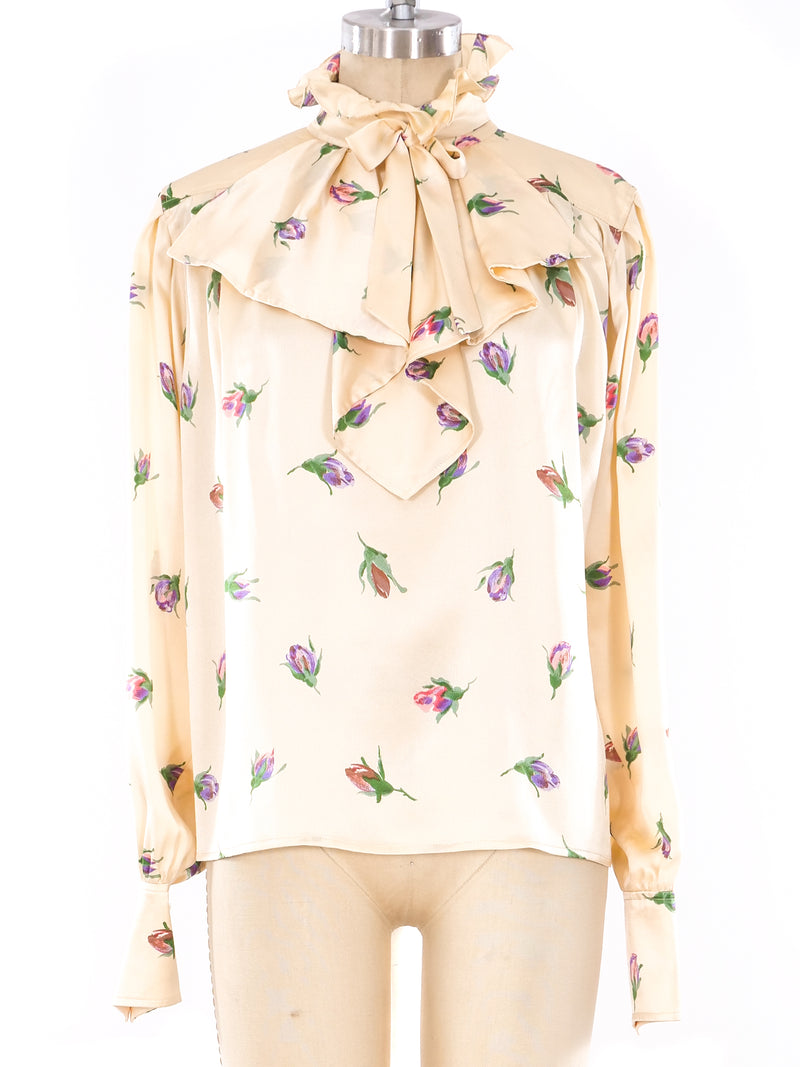 Ungaro Floral Satin Blouse Top arcadeshops.com