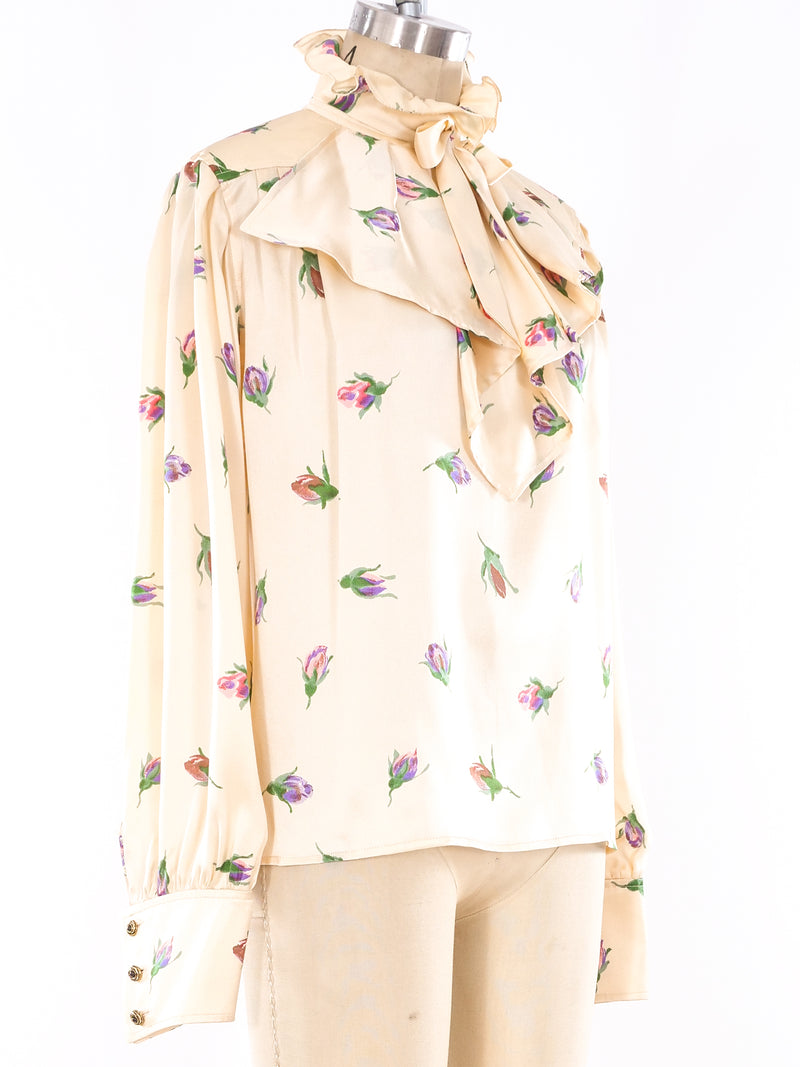 Ungaro Floral Satin Blouse Top arcadeshops.com