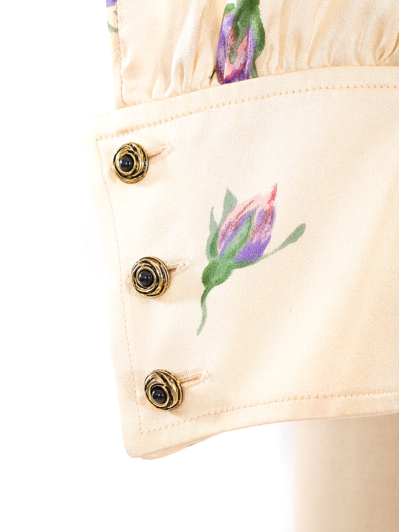 Ungaro Floral Satin Blouse Top arcadeshops.com