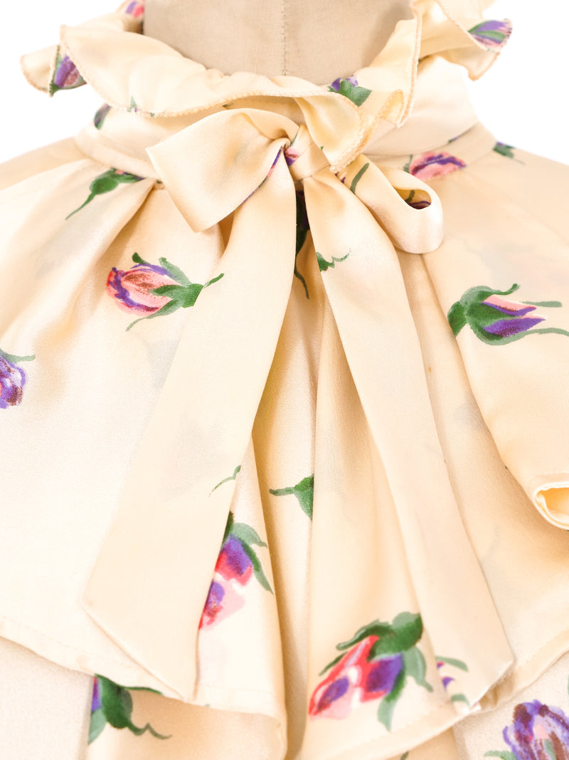 Ungaro Floral Satin Blouse Top arcadeshops.com