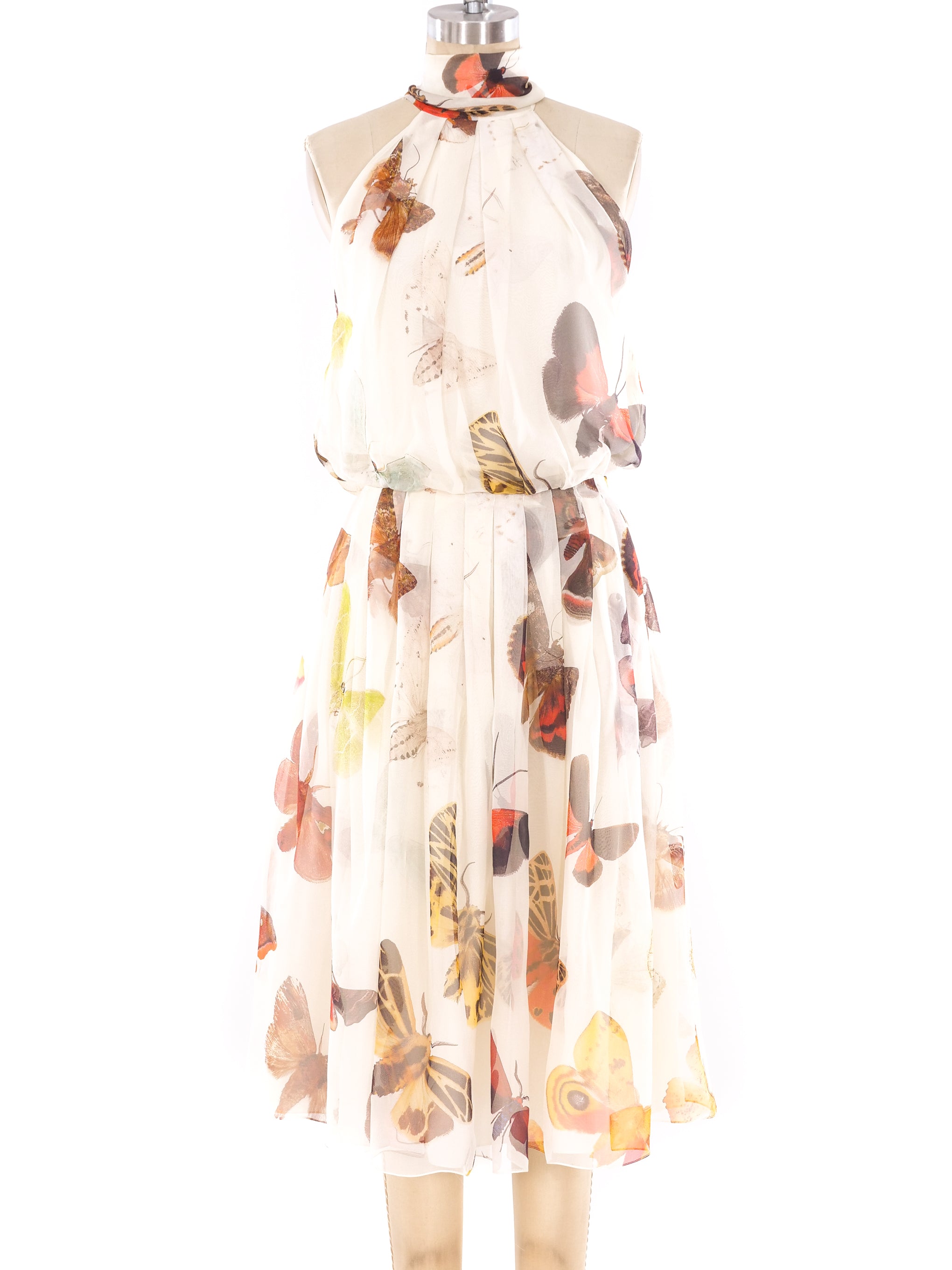 Alexander McQueen Butterfly Printed Chiffon Dress