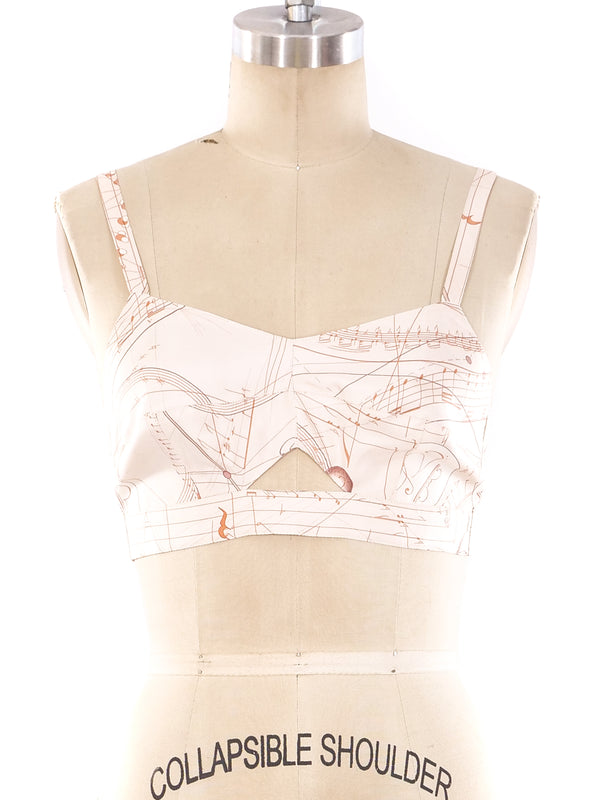 Hermes Sheet Music Printed Bralette Top arcadeshops.com