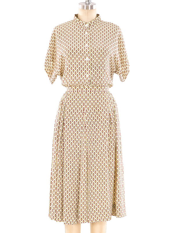 Hermes Chain Print Silk Skirt Ensemble Suit arcadeshops.com