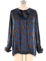 Chanel Rose Printed Silk Blouse Top arcadeshops.com