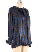 Chanel Rose Printed Silk Blouse Top arcadeshops.com