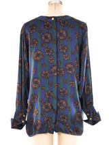 Chanel Rose Printed Silk Blouse Top arcadeshops.com