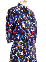 Yves Saint Laurent Sailor Printed Silk Dress Dress arcadeshops.com