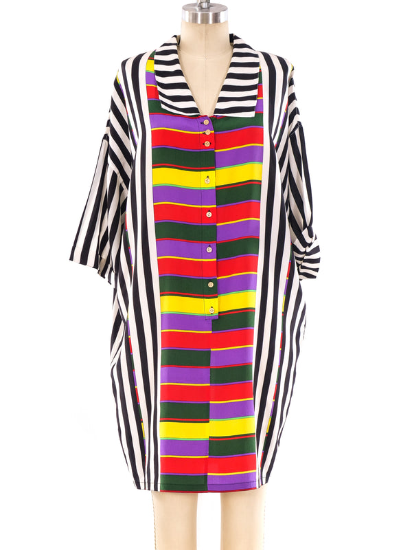 Gianni Versace Mixed Stripe Silk Dress Dress arcadeshops.com