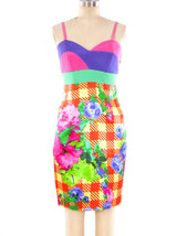 Gianni Versace Istante Mixed Print Silk Dress Dress arcadeshops.com