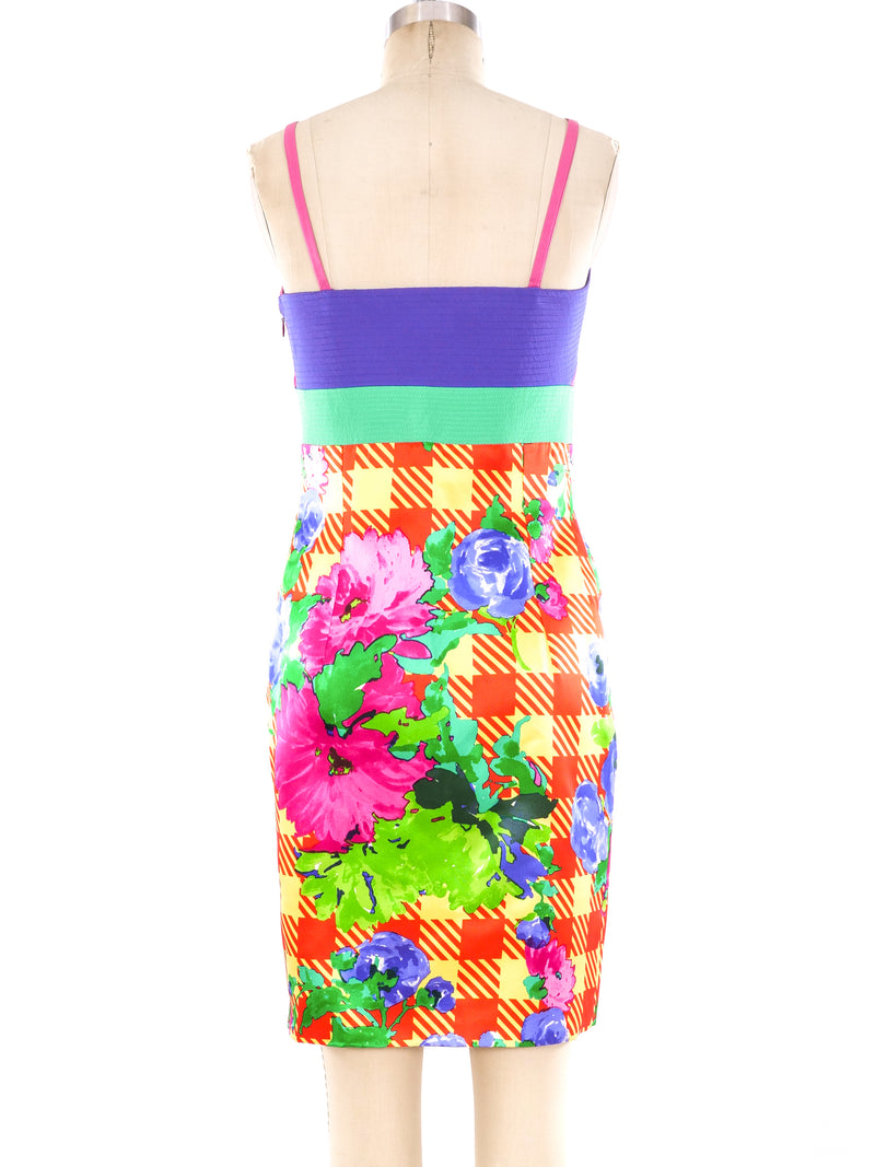 Gianni Versace Istante Mixed Print Silk Dress Dress arcadeshops.com