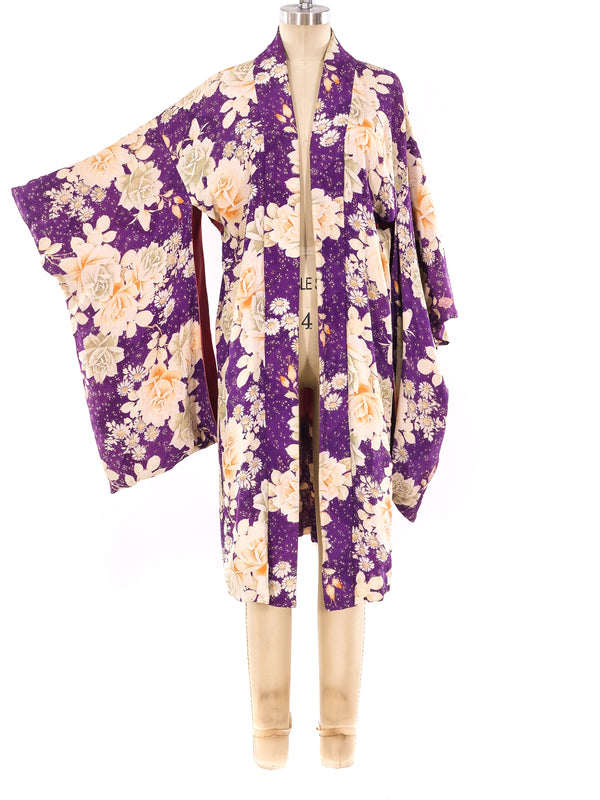 Graphic Floral Printed Kimono Jacket arcadeshops.com