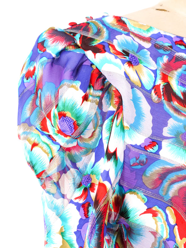 Judy Hornby Floral Silk Bias Ruffle Dress Dress arcadeshops.com