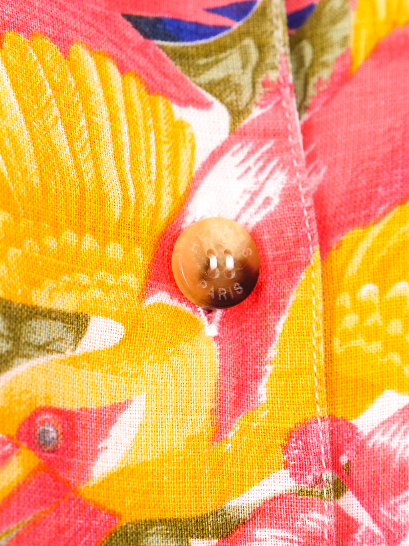 Hermes Tropical Bird Printed Linen Shirt Top arcadeshops.com