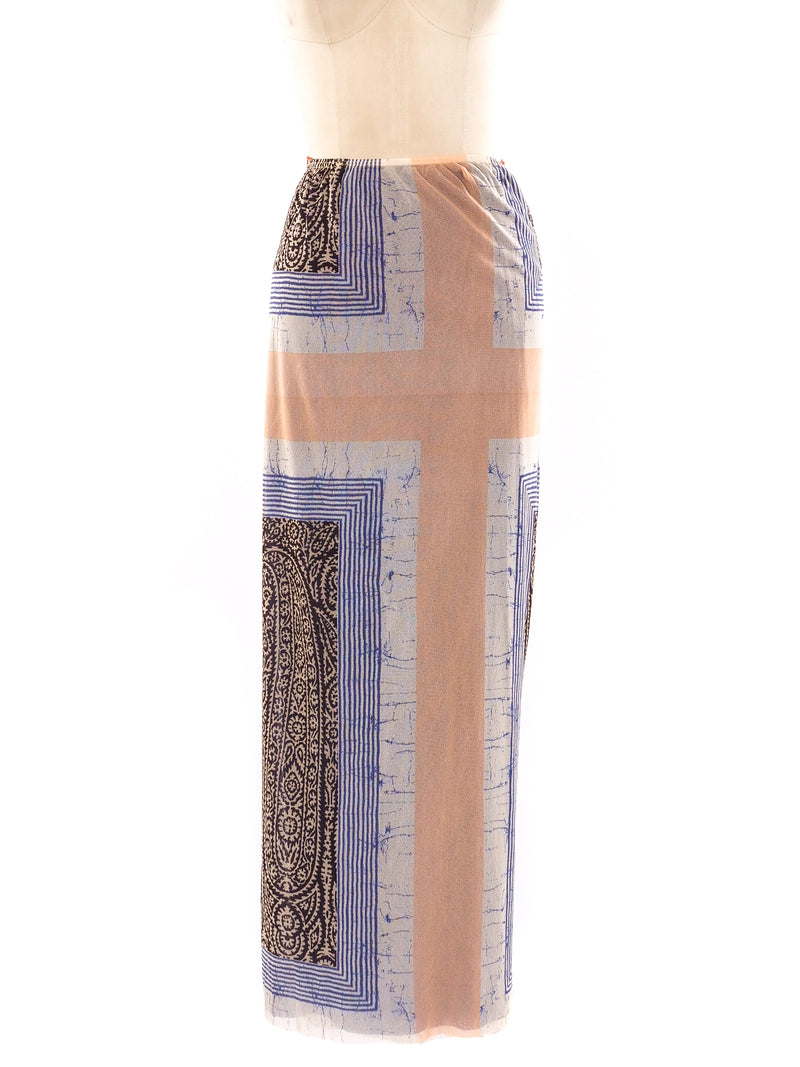 Jean Paul Gaultier Printed Wrap Maxi Skirt Bottom arcadeshops.com