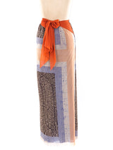 Jean Paul Gaultier Printed Wrap Maxi Skirt Bottom arcadeshops.com