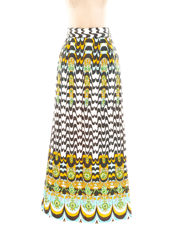 Quilted Wave Pattern Maxi Skirt Dress arcadeshops.com