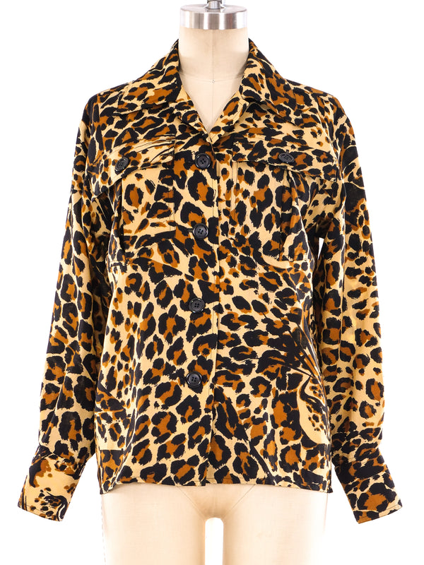 1986 Yves Saint Laurent Leopard Printed Shirt Top arcadeshops.com