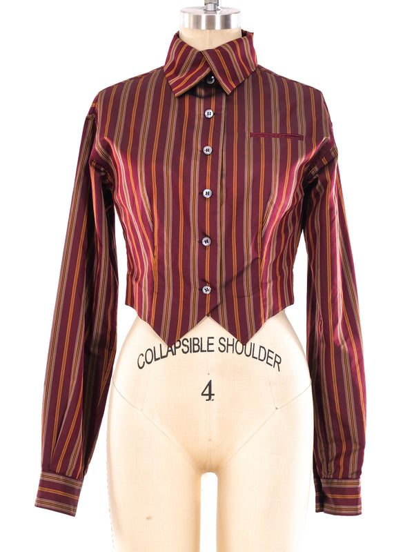 Romeo Gigli Striped Cropped Shirt Top arcadeshops.com