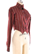 Romeo Gigli Striped Cropped Shirt Top arcadeshops.com