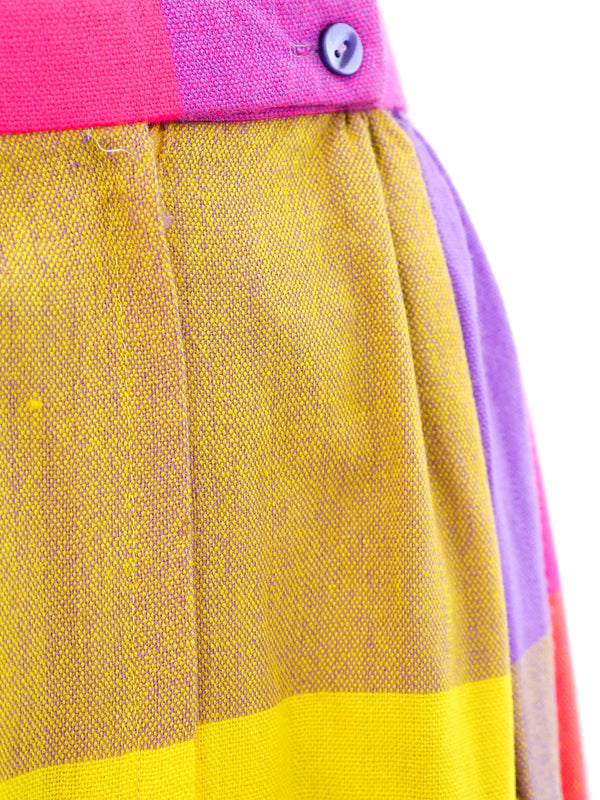 Rainbow Checkered Maxi Skirt Bottom arcadeshops.com