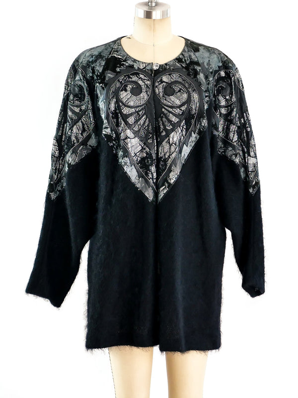 Roberto Cavalli Leather Trimmed Mohair Cardigan Jacket arcadeshops.com