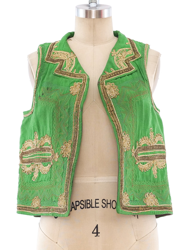 Green Embroidered Vest Jacket arcadeshops.com