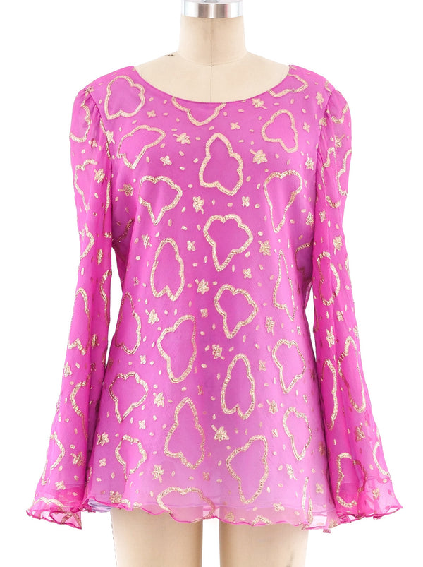 Gianfranco Ferre Pink and Metallic Gold Top Top arcadeshops.com