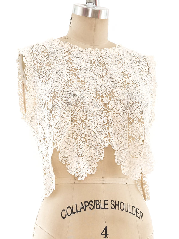 Natural Crochet Cropped Tank Top Top arcadeshops.com