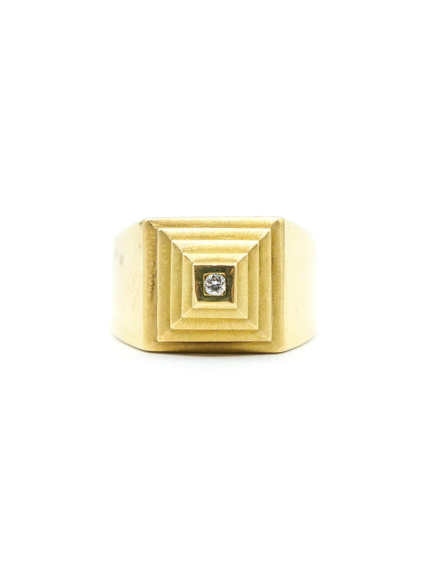 18K Matte Gold Pyramid Ring Fine Jewelry arcadeshops.com