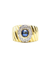 18K Gold Sapphire and Diamond Cluster Band Fine Jewelry arcadeshops.com