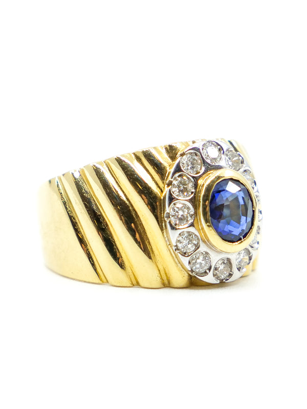 18K Gold Sapphire and Diamond Cluster Band Fine Jewelry arcadeshops.com